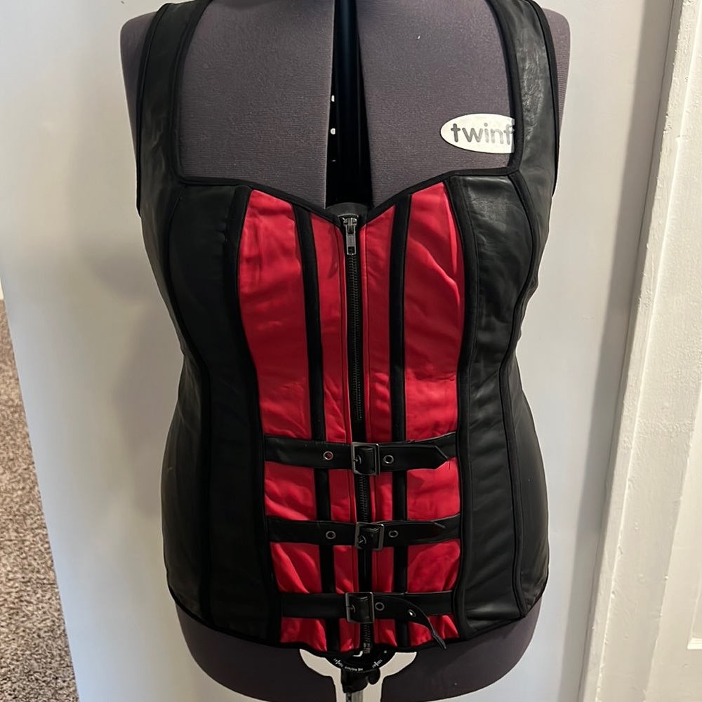 Torrid faux leather corset-style tank, size 2